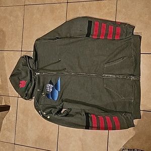 Freecity Olive Jacket with Red and Blue Details